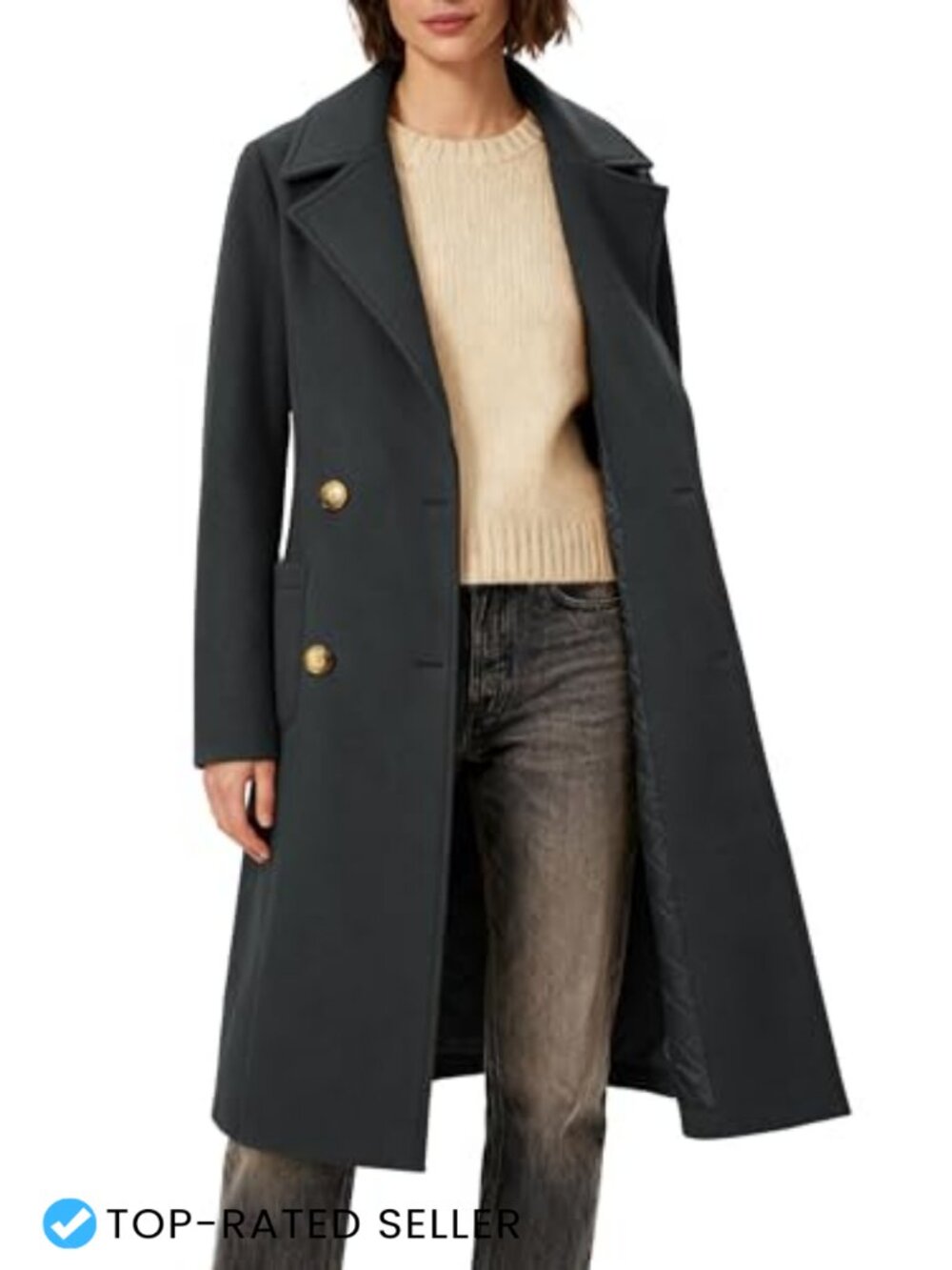 Women's Double-Breasted Long Overcoat Trench Coat Casual Notch Lapel Outwear